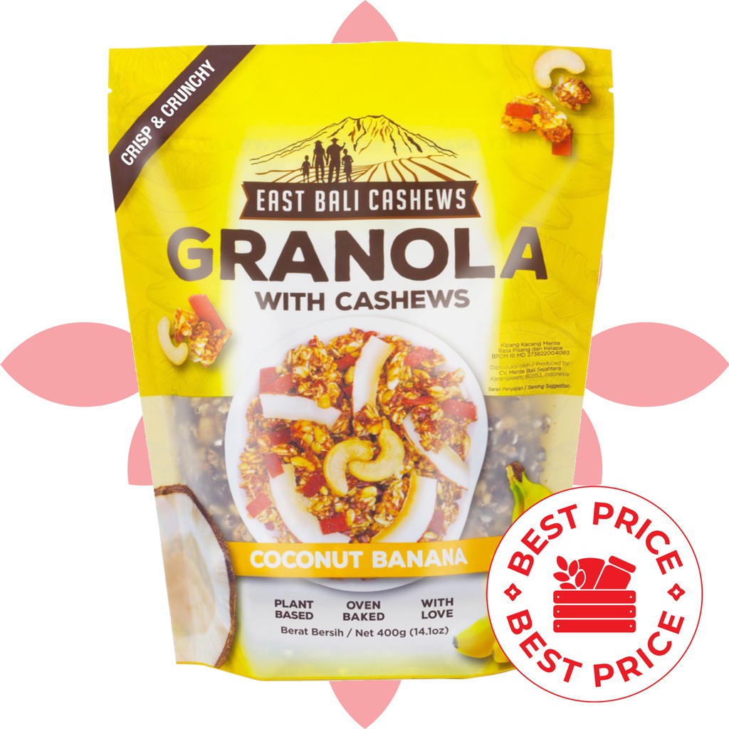 GRANOLA WITH CASHEWS - COCONUT BANANA 400 GR - EAST BALI CASHEWS (YAVA)