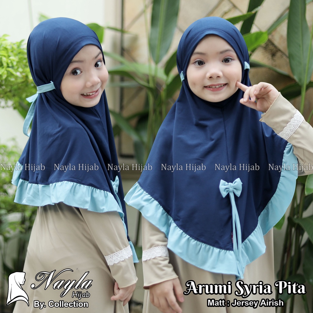 Kerudung Anak Instan Model ARUMI SYIRIA PITA Jersey Airis Hijab Anak Jersey Original Nayla Hija'b