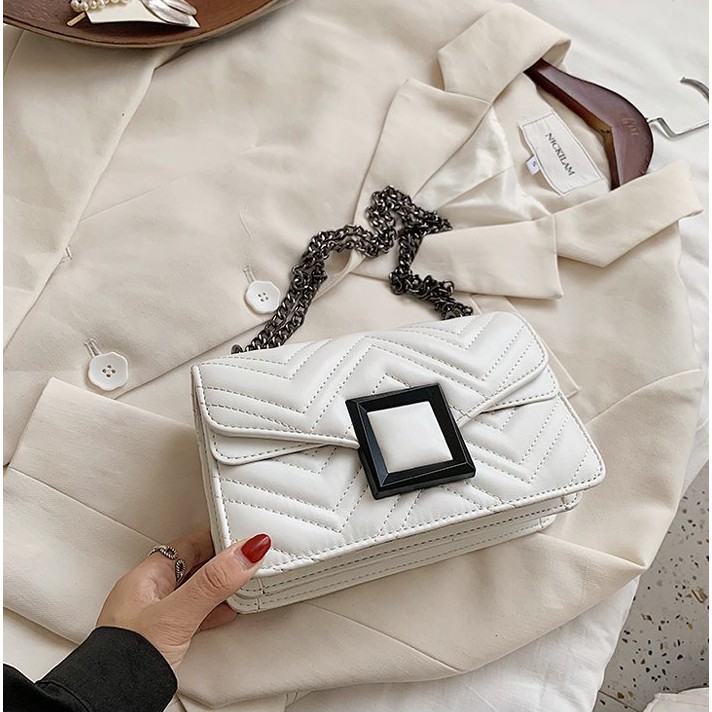 BJ2732 - BLACK/KHAKI/RED/WHITE - TAS SLEMPANG TALI RANTAI TAS WANITA FASHION IMPORT MODIS ELEGAN TERMURAH TERLARIS TERBARU BAGSTORE JAKARTA TAS BATAM BQ2902 CR7438 LT1359 JT732