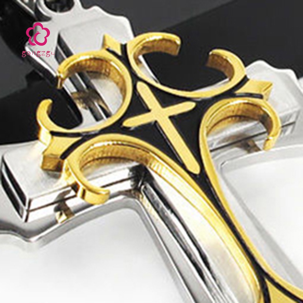 Kalung Liontin Salib Bahan Stainless Steel Untuk Pria