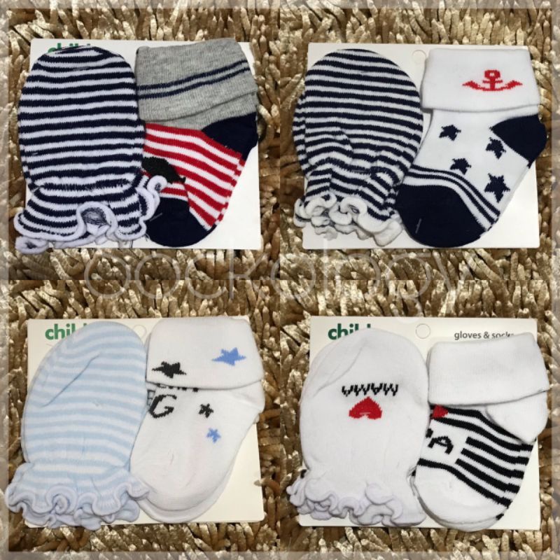 (Min 3pcs @15.000) Kaos kaki bayi + sarung tangan bayi (1set)