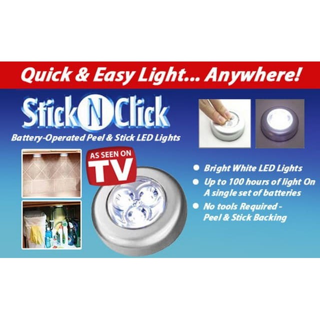 VOM Stick N Click Lampu Tempel 3 LED / Stick Touch Lamp - 0222