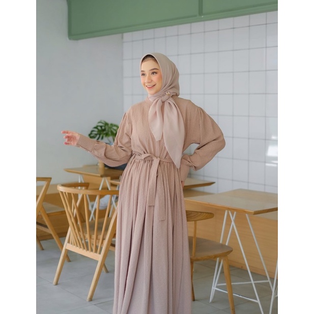 Myst_Store | Dress Polos Bahan embos Crinkle Wanita Muslim AQILA Dress Busui