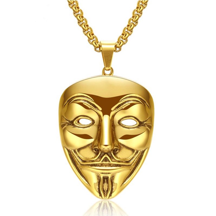 V-Vendetta Retro Pendant Men's Mask Long Accessories Stainless Steel Necklace