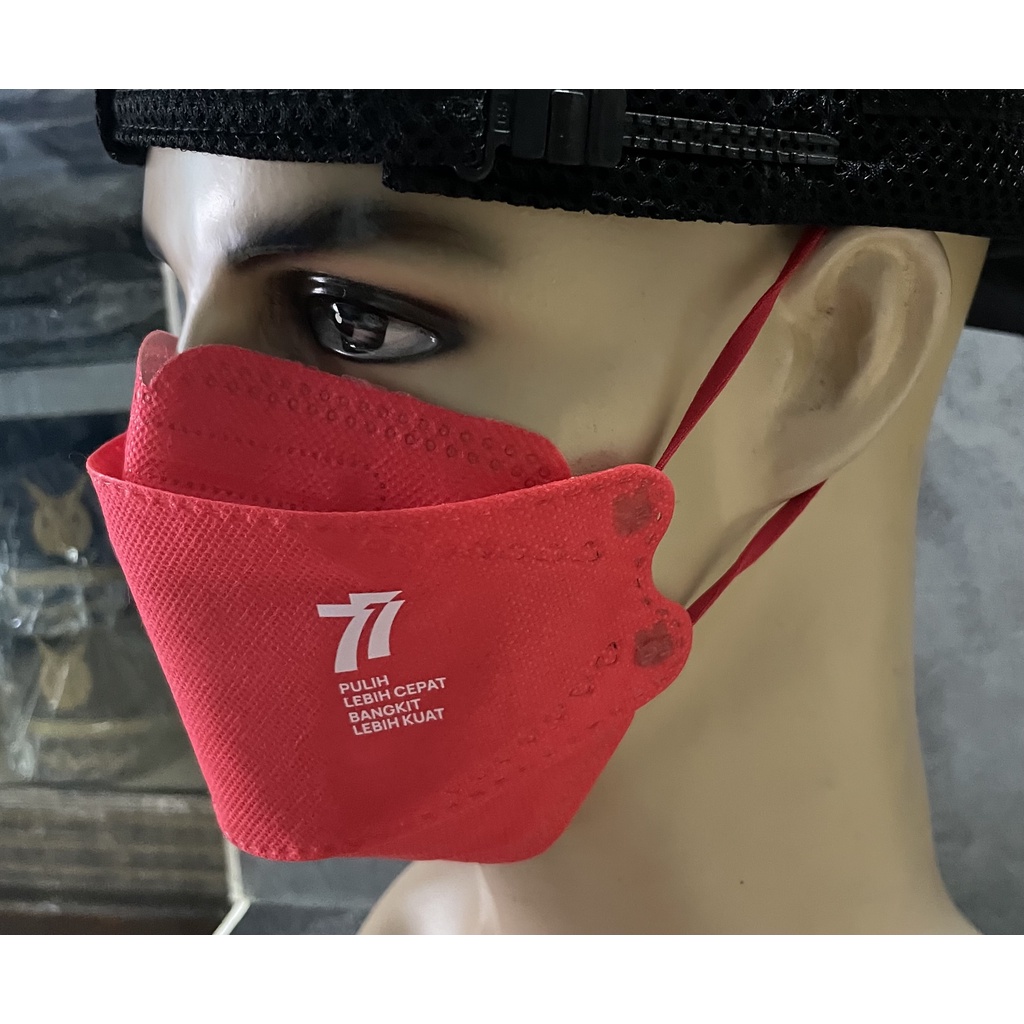 Masker Merah 77 - Masker HUT RI 77 - Masker Merah Putih KF94 HUT RI 77