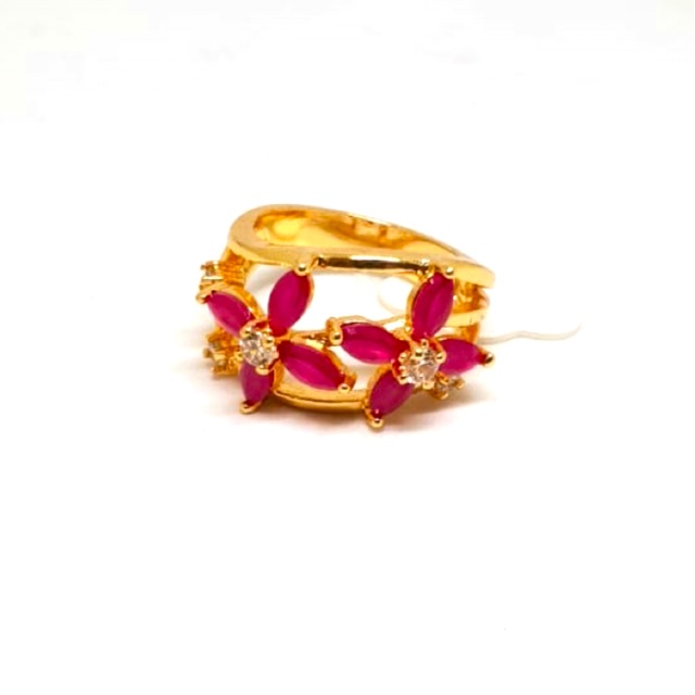 Cincin permata merah ruby lapis emas yaxiya xuping cincin zircone