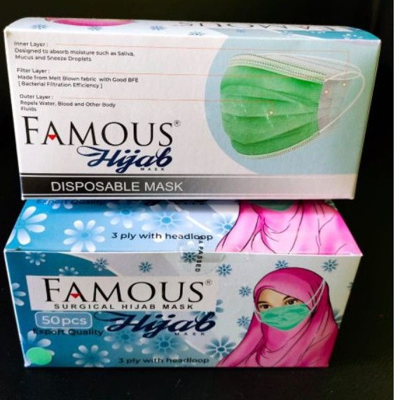 Masker Medis Masker Hijab Headloop masker Earloop Famous masker Jilbab