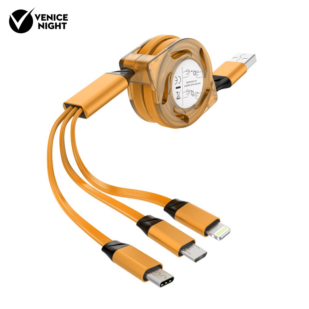 3/1 Kabel Data/Charger Micro Usb Tipe C Model Kepang Teleskopik Untuk Iphone/Android
