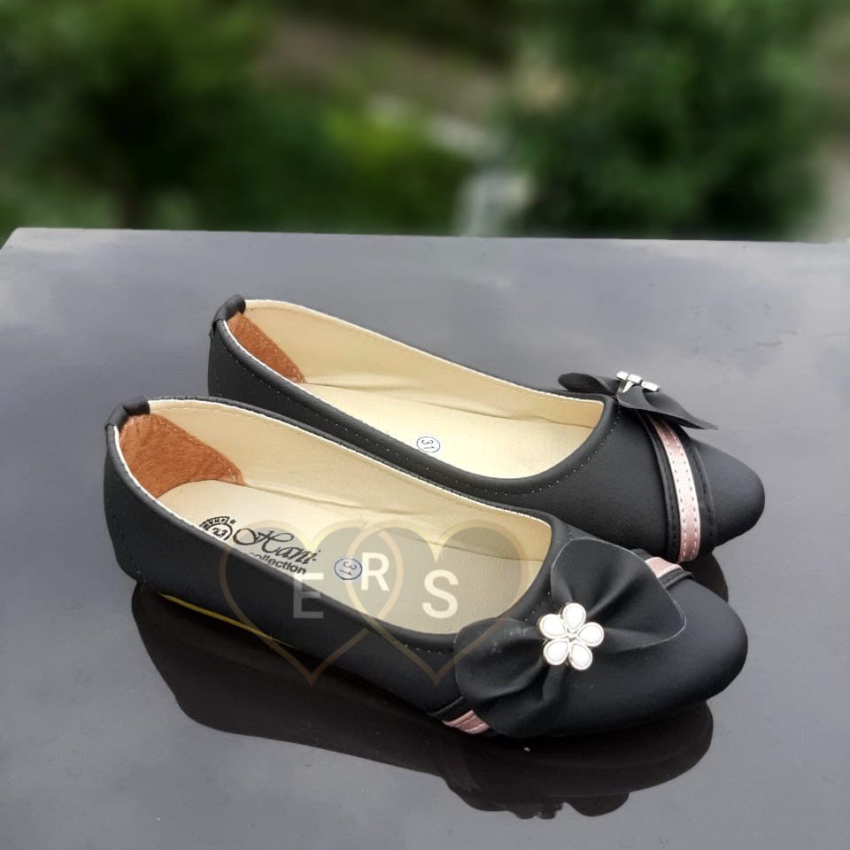TOKOERS SBA02 Sepatu Balet, Flatshoes Anak Perempuan Umur 7 8 9 10 thn - Motif Pita with Bunga