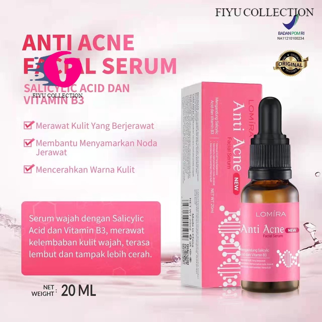 ❤ FIYU ❤ Lomira Face Serum Anti Acne 20ml Serum Wajah BPOM