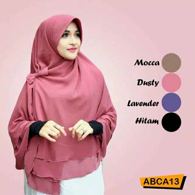 Hijab/Jilbab Khimar Aisyah Pet 2 layer Sifon Ceruti Polos