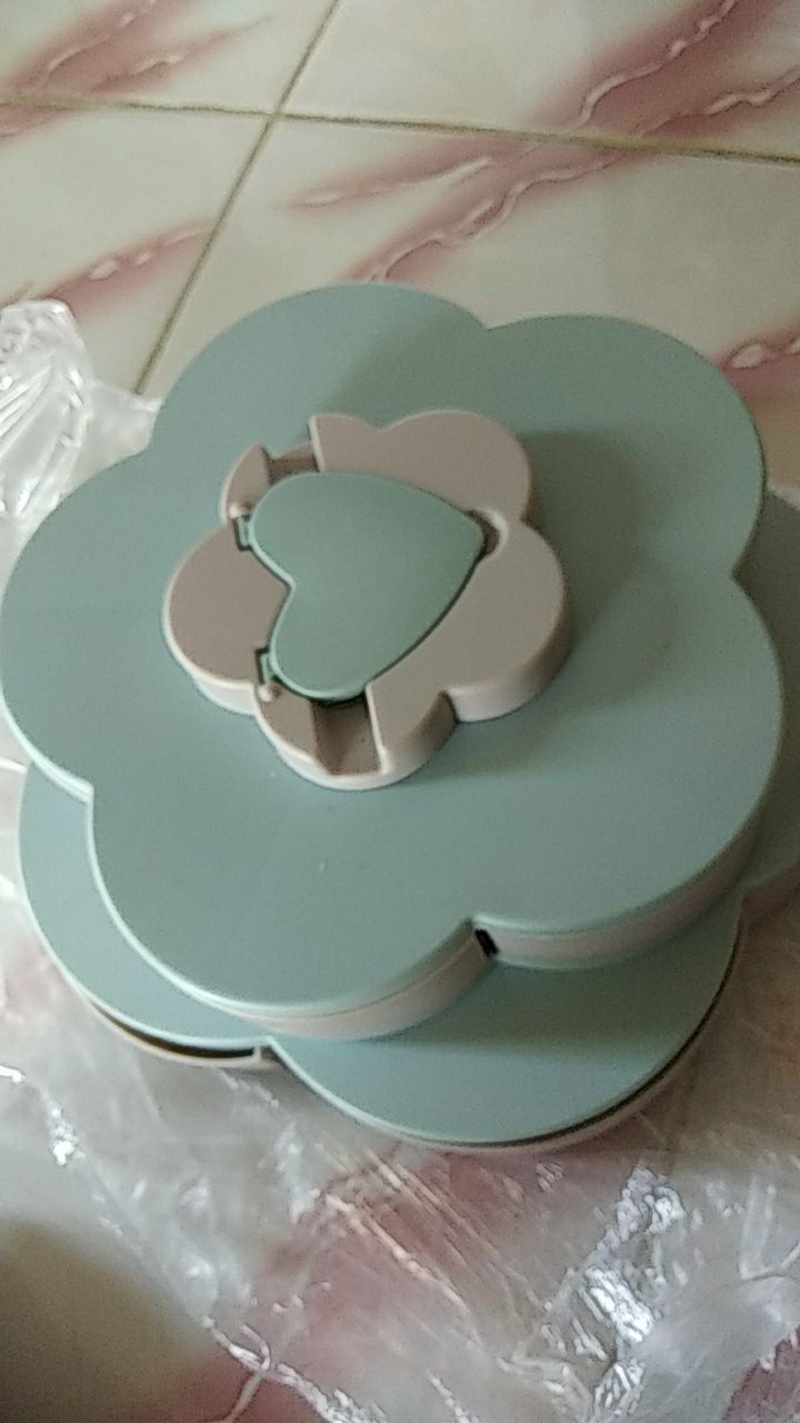 Toples Bunga Mekar,rotating Putar Kue/candy/snack/buah Tingkat 2 Susun + Tempat Dudukan Hp-cod-fw
