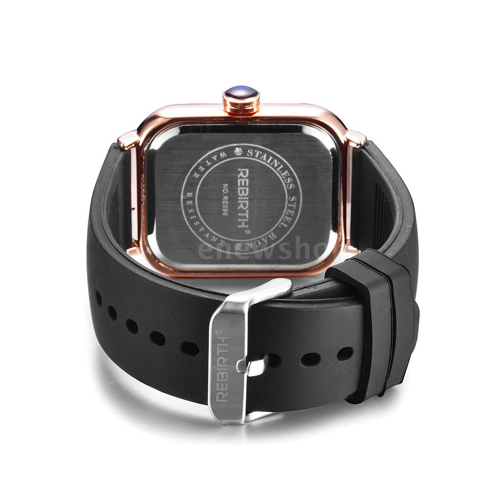 Ens Jam Tangan Kotak  Warna  Hitam  Silver untuk Pria  