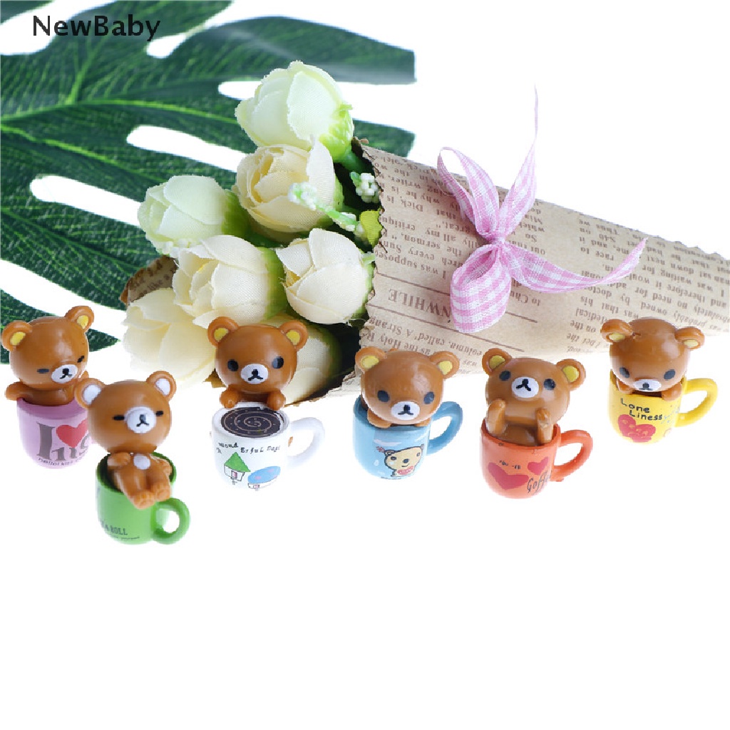 6pcs / set Miniatur Beruang Untuk Dekorasi Taman Mini / Rumah Boneka