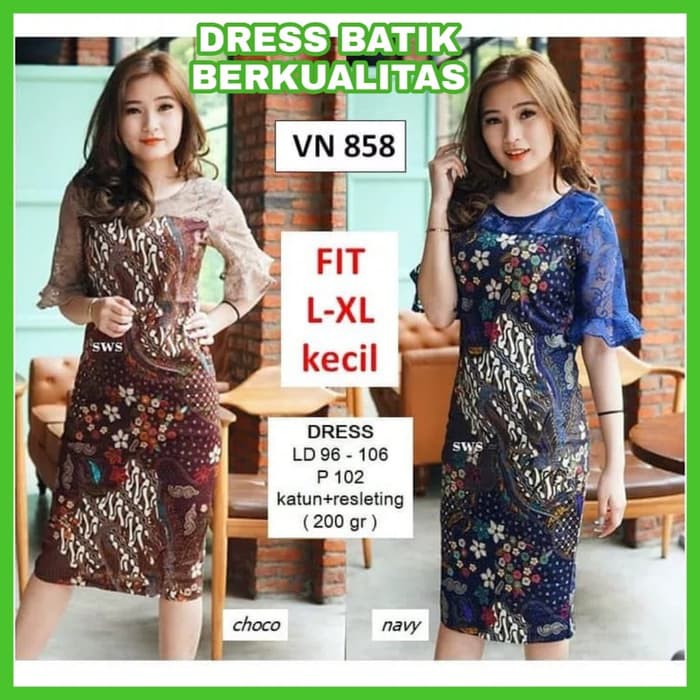 DRESS BATIK    Baju Kerja Batik Wanita Big Size Dress Kerja Batik Wanita JUMBO Nia      IWAZAH