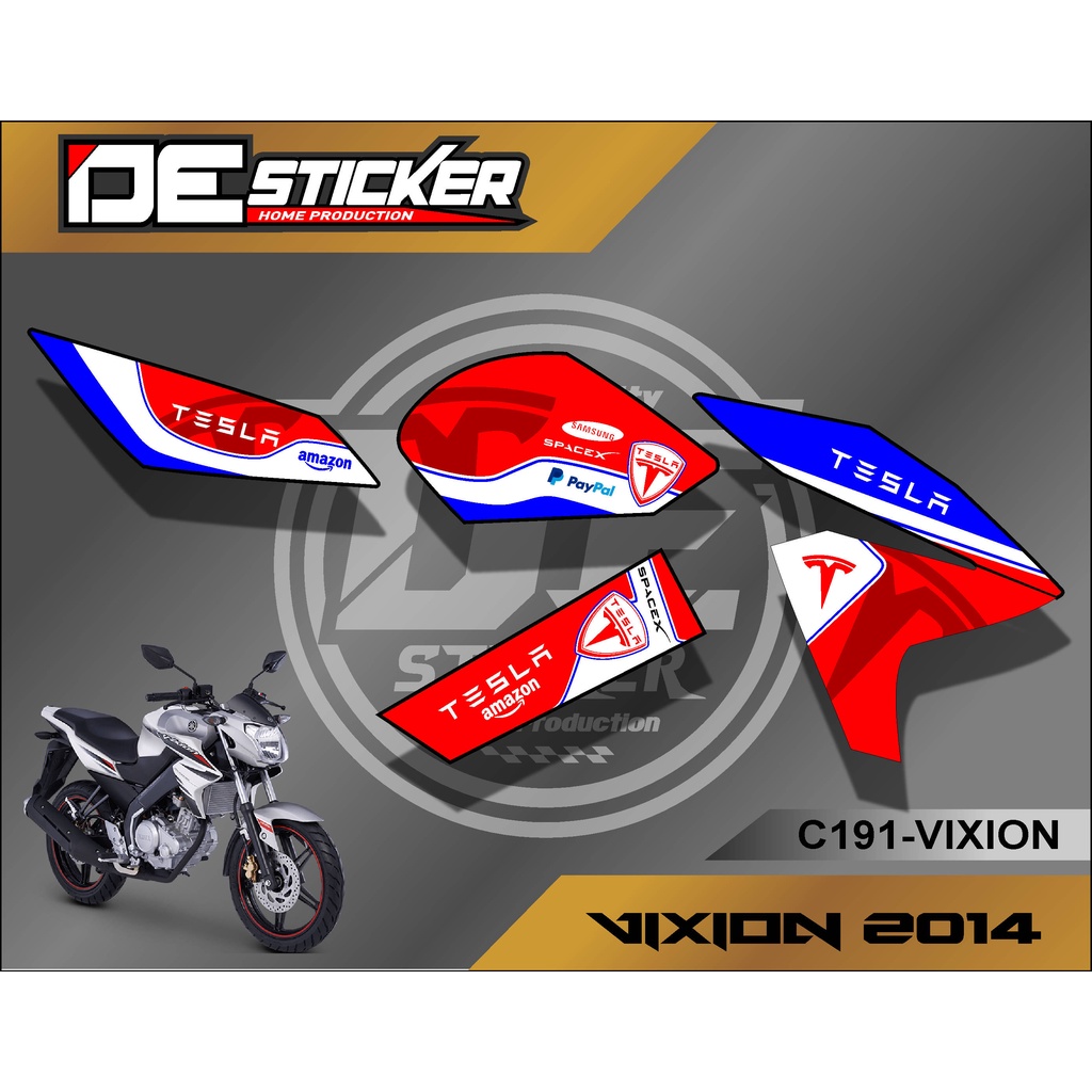 Tesla Striping stiker Motor Vixion 2014 (C191) stiker Motor sticker Variasi Racing Semi Full Keren 2