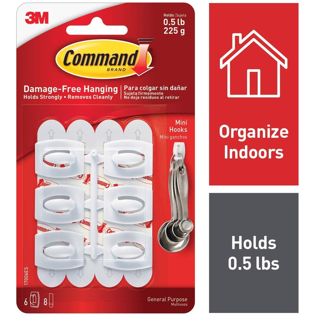 GANTUNGAN 3M COMMAND MINI HOOK 17006-ES ISI 6 KEY RING KUNCI ALAT DAPUR PENGAIT