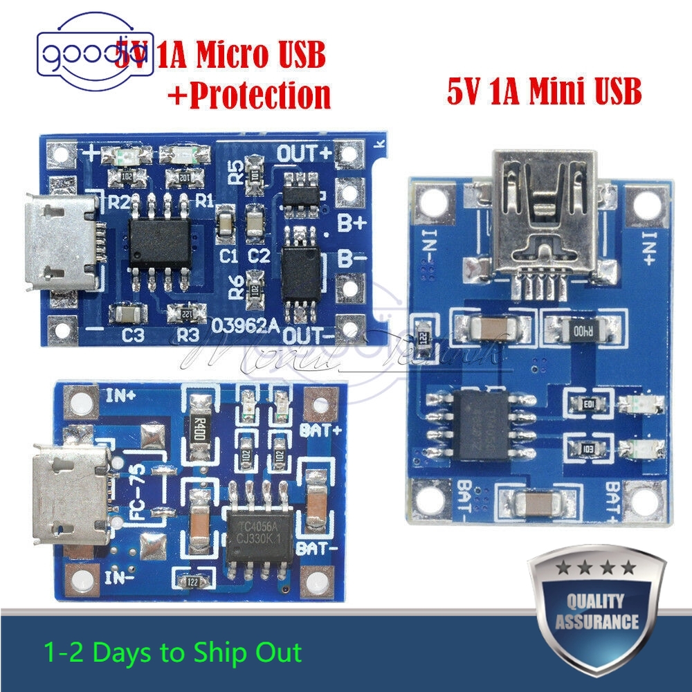 ✈【Fast/COD】✈ 1/5/10PCS TP4056 5V 1A Mini/Micro USB 18650 Lithium Battery Charger Board Module