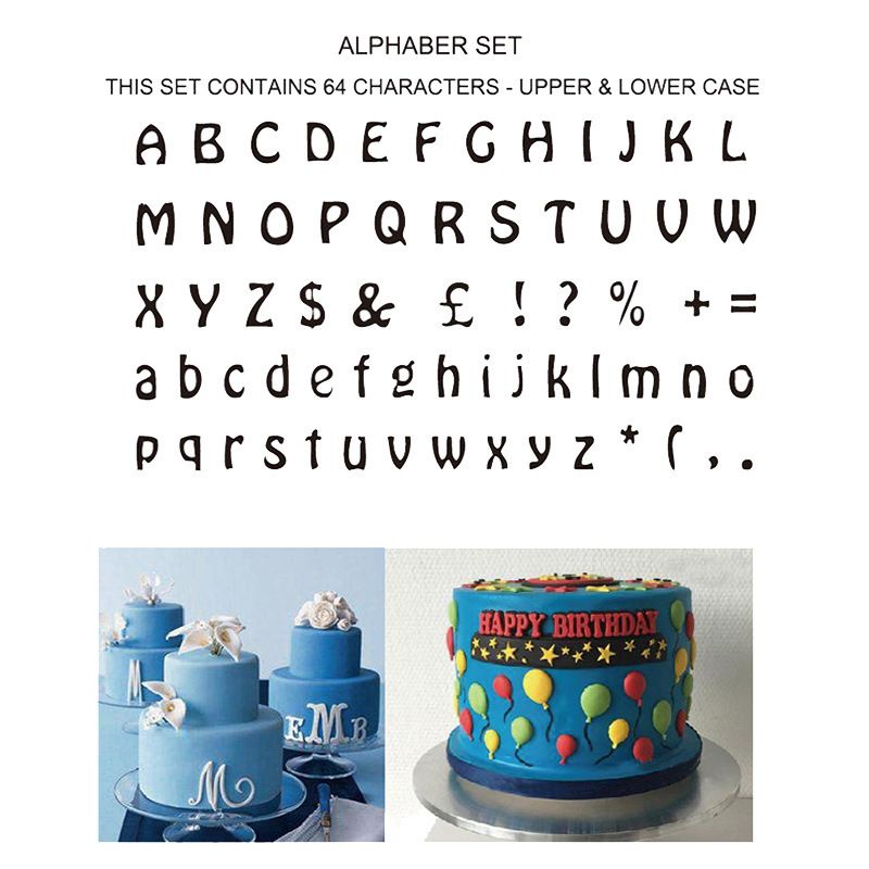 Cetakan Huruf Fondant 64pcs / Cetakan Fondant Alphabet Besar Kecil / Cetakan Angka Fondant