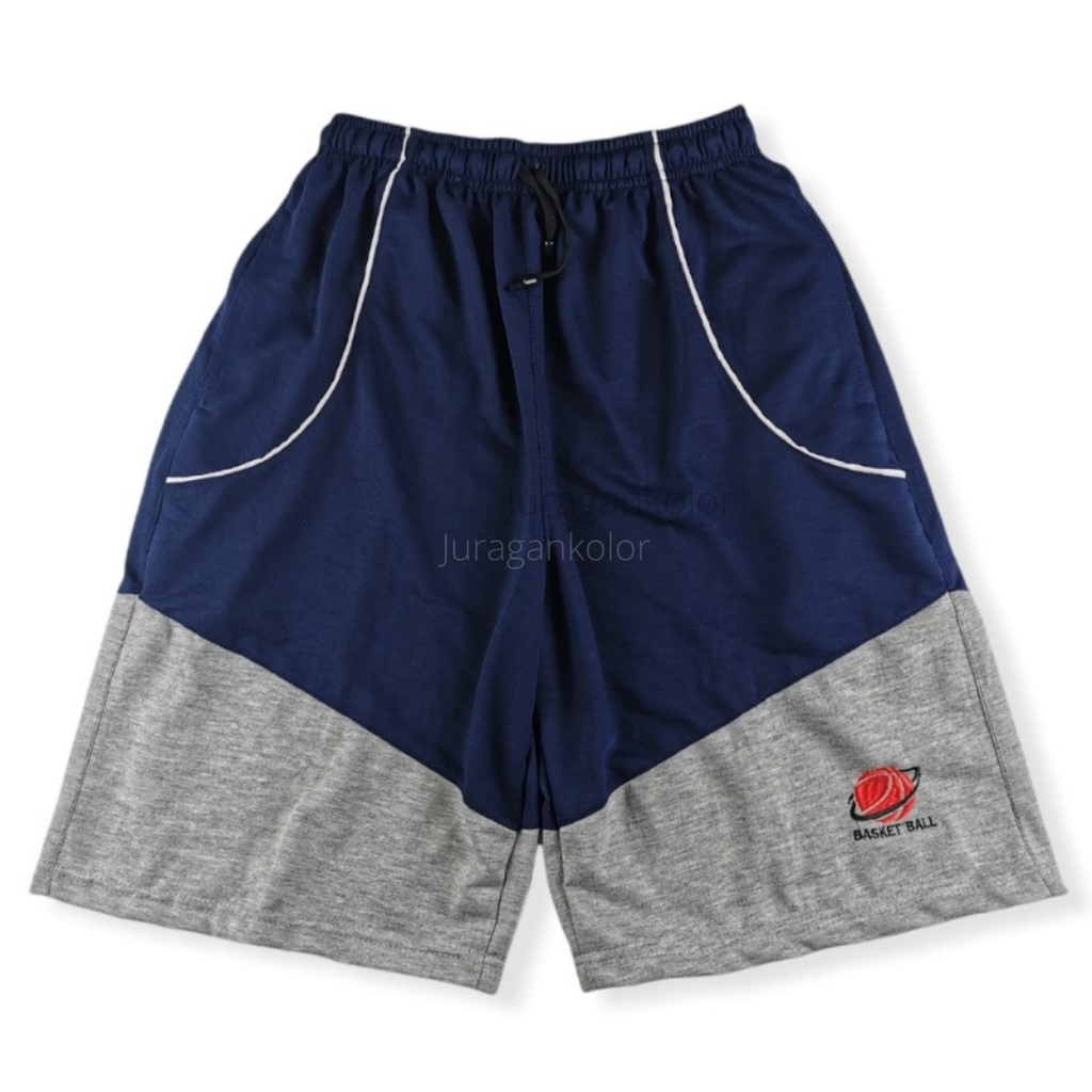 Celana Pendek Pria Jumbo Basket Kaos Baby Terry Kolor Cowok Training Olahraga Dewasa 3/4