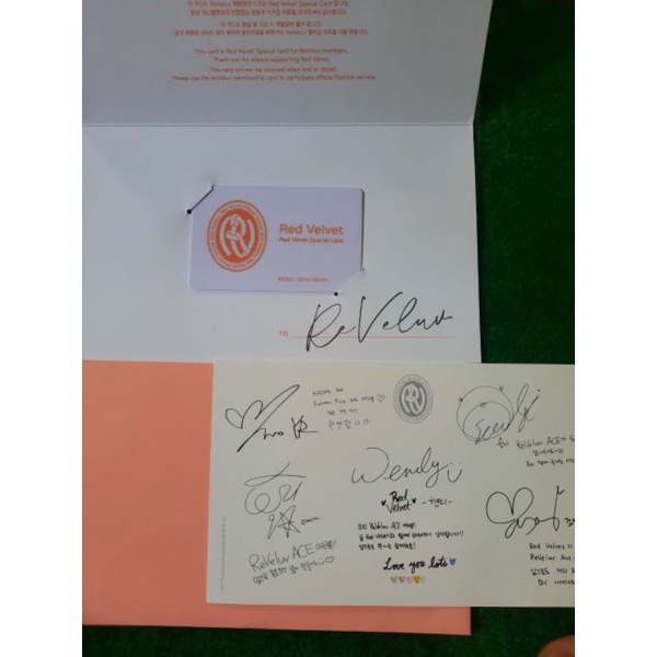 Special card thank you card ace kit reveluv 2020 red velvet irene seulgi wendy joy yeri