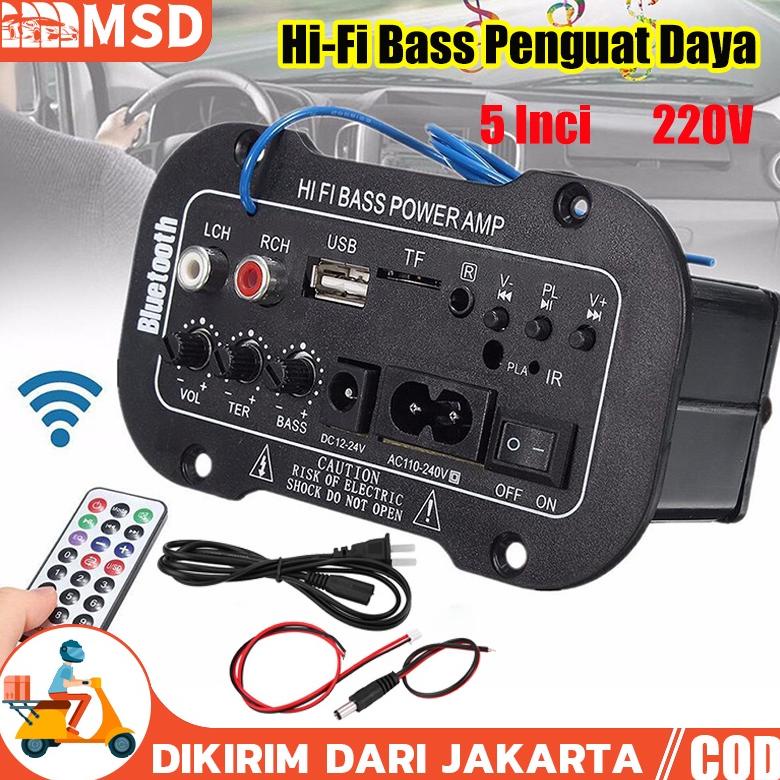 (Redy Stok, Cod) 5 Inci 12V 24V 220V Amplifier Ampli Mini Board Audio Bluetooth Usb Fm Radio Tf Play