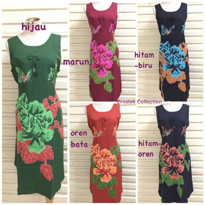 Daster Anggrek Collection A 1048 Model Klok Pita Btg / Baju Tidur Seksi Batik Halus Adem Katun