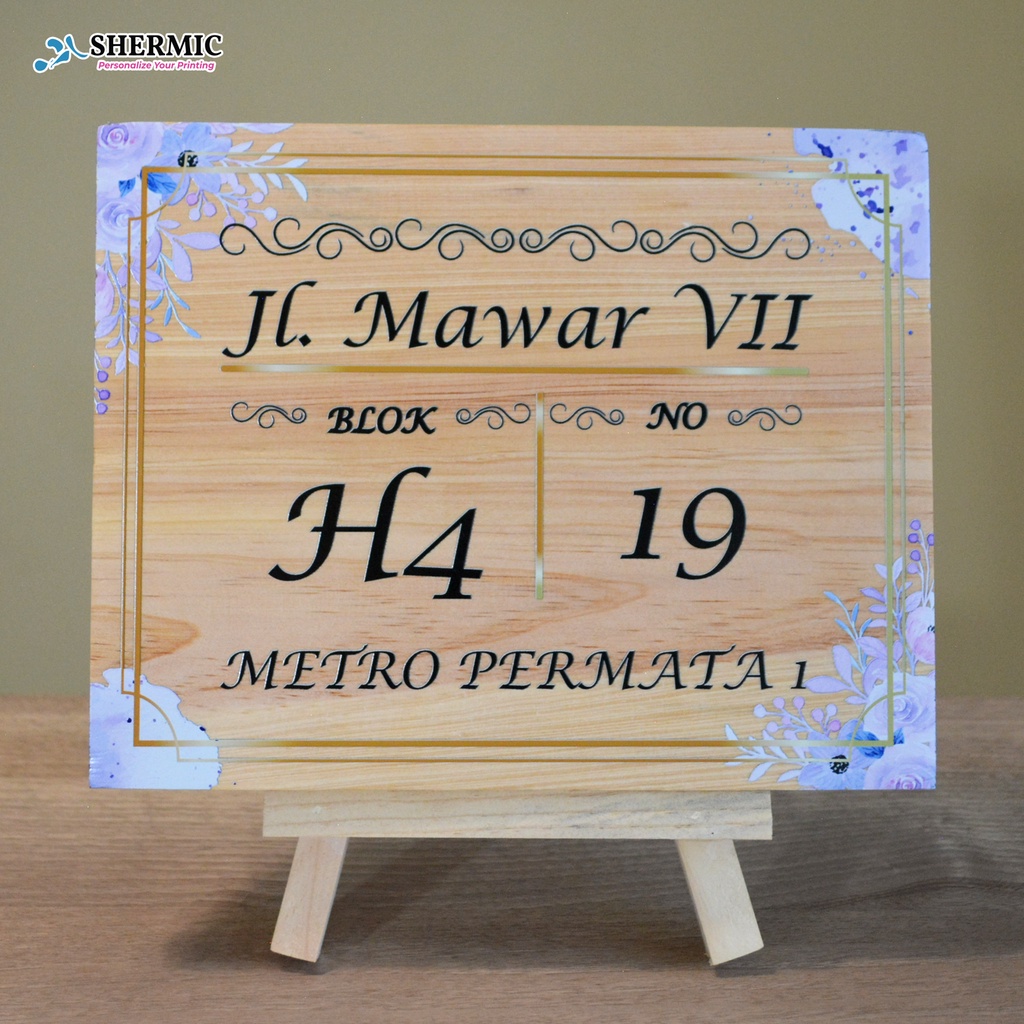 CETAK CUSTOM PRINT UV PAPAN KAYU FOTO NOMOR ALAMAT RUMAH SOUVENIR HADIAH KADO HIASAN