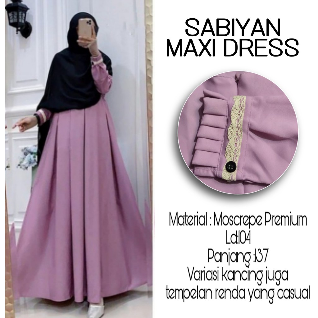 Terlaris !! Baju gamis wanita muslim terbaru 2022 SABIYAN MAXY DRESS ukuran L|XL-LAVENDER