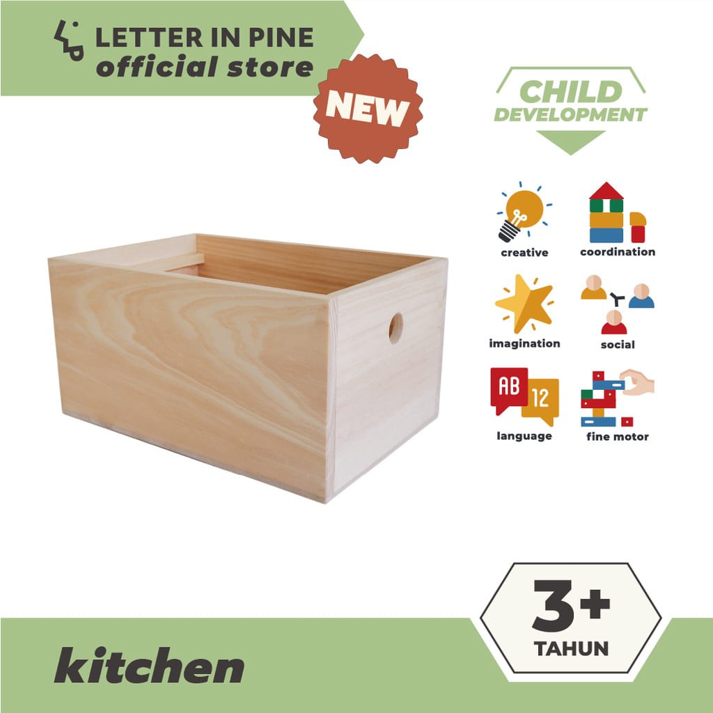 LETTERINPINE - KITCHEN STORAGE BOX / Mainan Kayu Masak-Masakan Box serbaguna