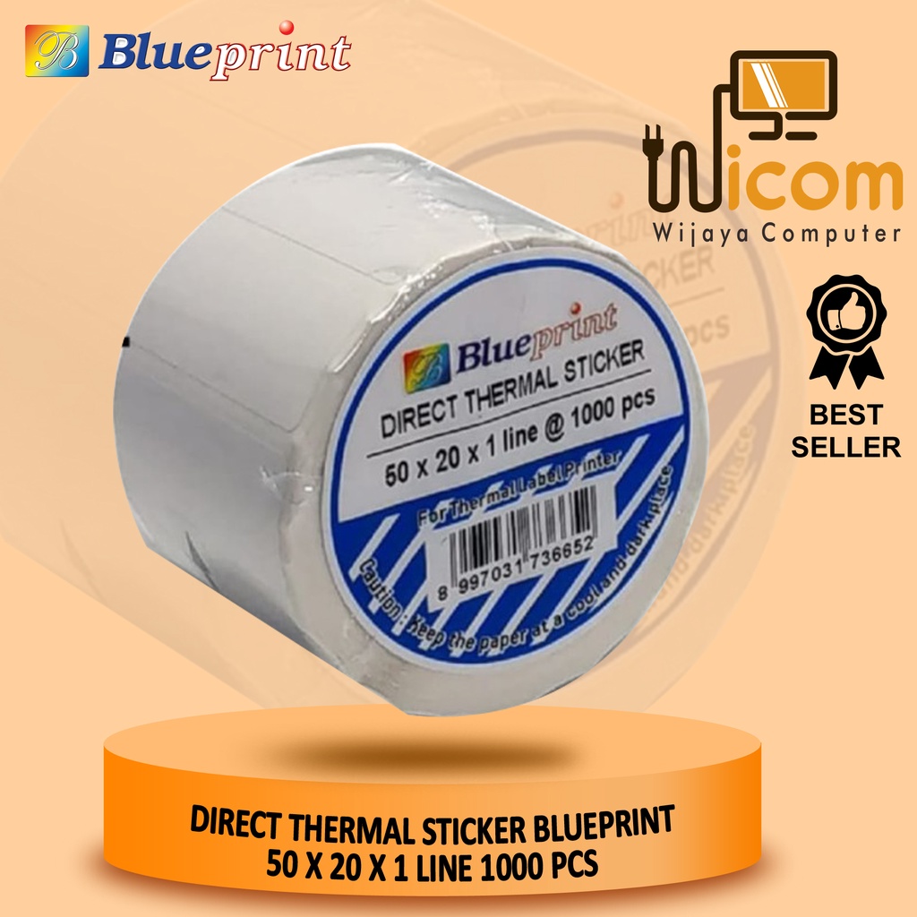 

DIRECT THERMAL STICKER BLUEPRINT LABEL STIKER 50x20x1 LINE Isi 1000 ORIGINAL