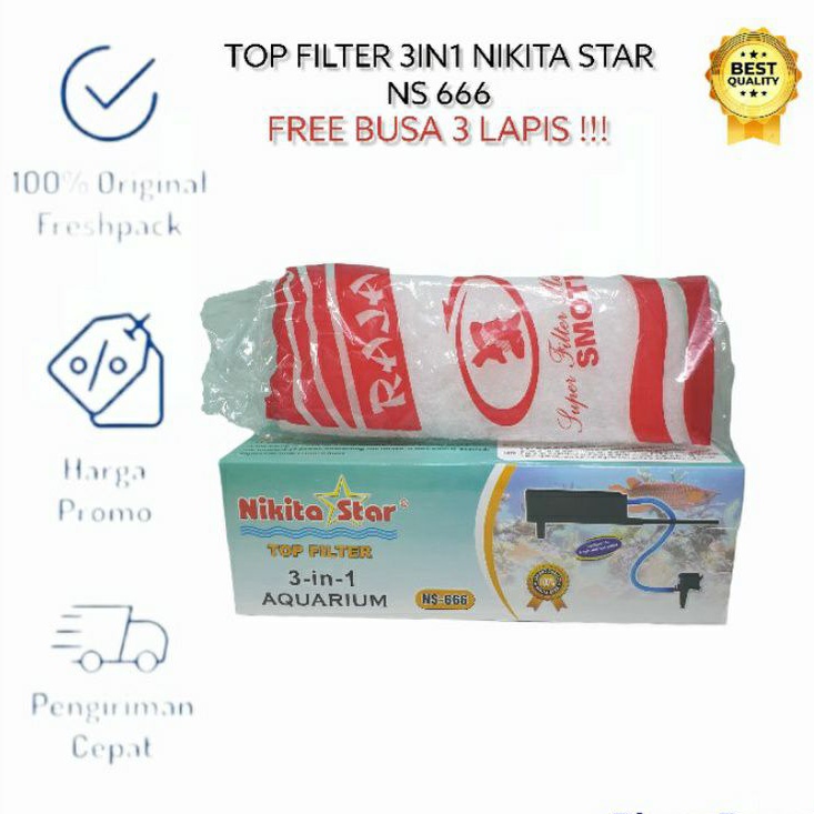 NIKITA STAR NS 666 NS666 NS-666 TOP FILTER 3 IN 1 AQUARIUM AQUASCAPE FREE BUSA !!!