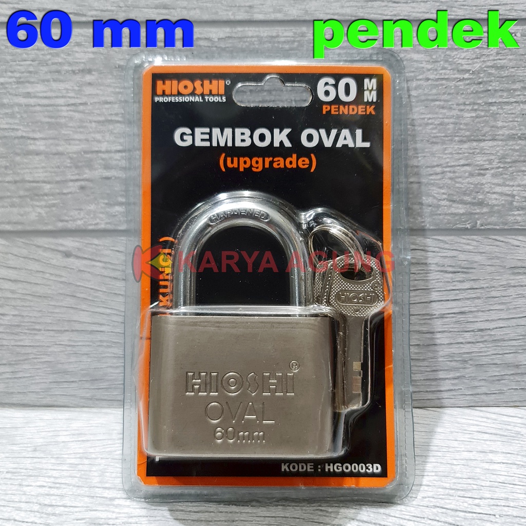 Gembok Oval Leher Pendek HIOSHI 60mm Satin / Gembok Rumah Pintu Gudang Rantai Pagar