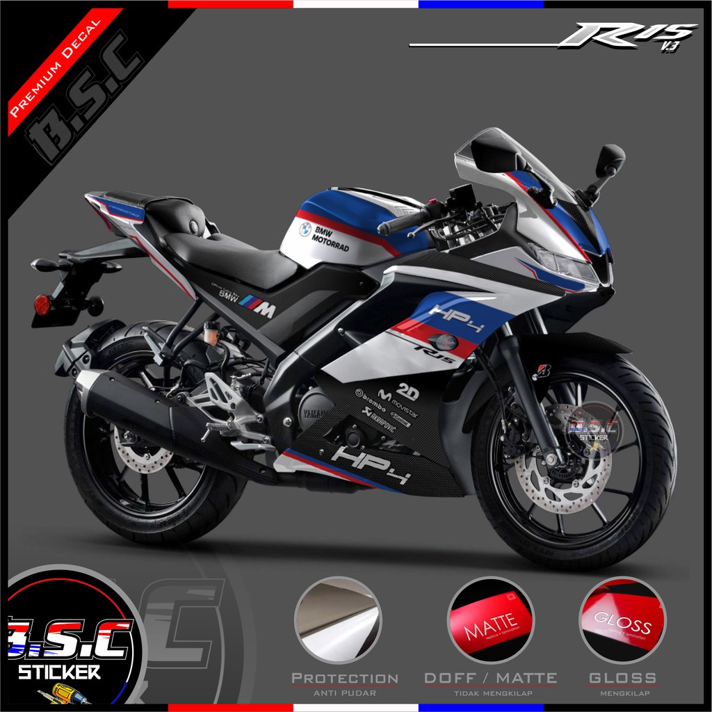 Sticker Decal R15 V3 LED Motif Livery BMW White