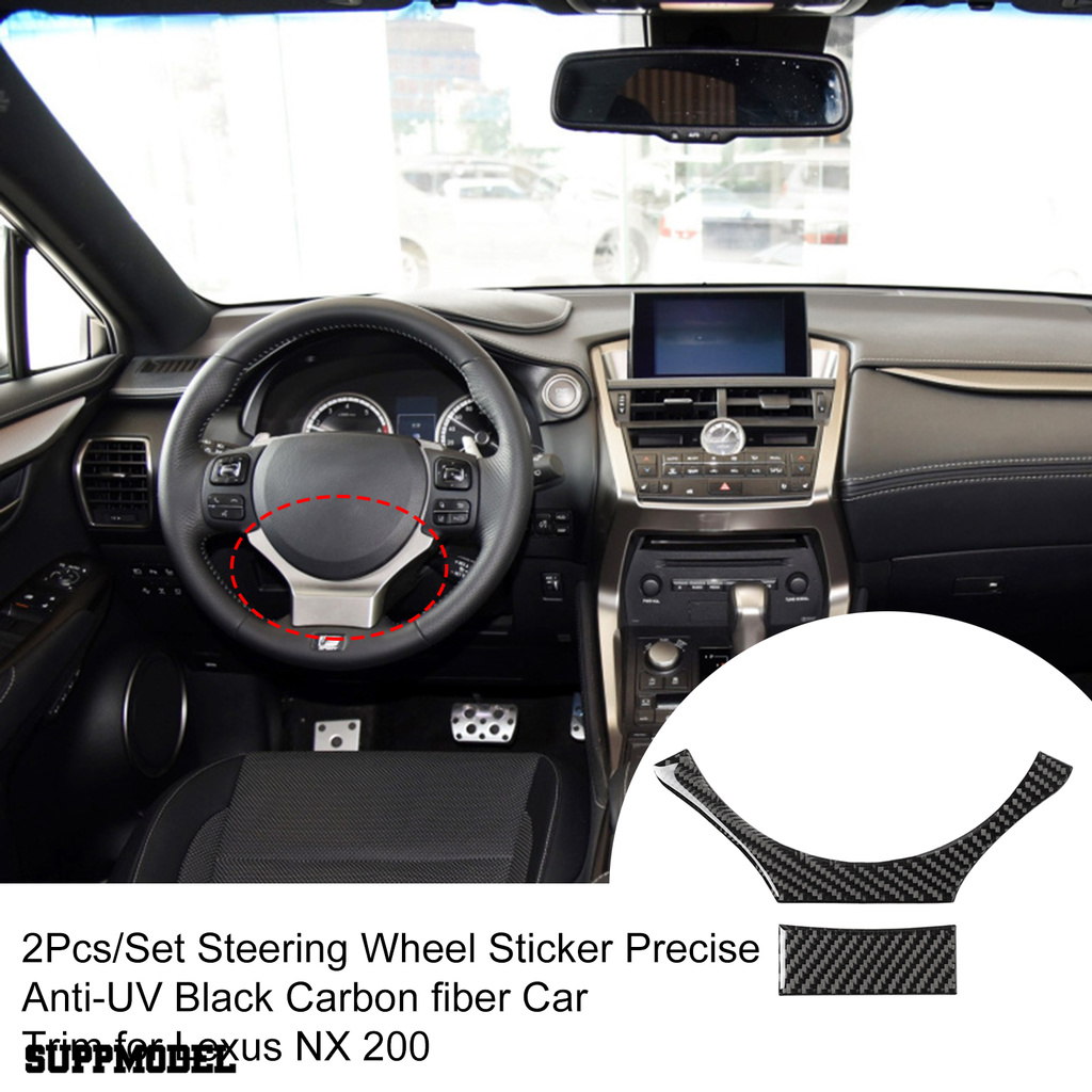 Smodel 2pcs / Set Stiker Setir Mobil Anti Uv Bahan Carbon Fiber Warna Hitam Untuk Lexus Nx 200