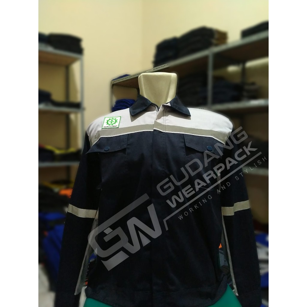 Gudang Wearpack - Baju Kerja Seragam Proyek Warna Dongker - Abu Muda