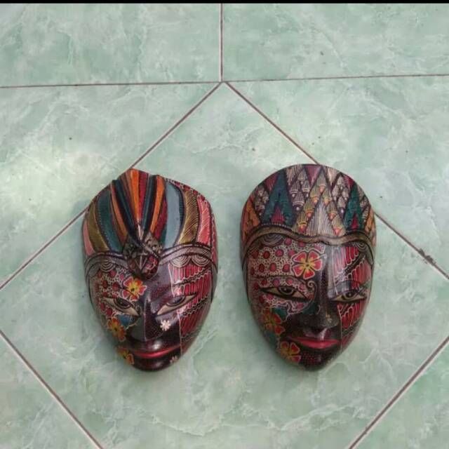 SEPASANG TOPENG BATIK RAMA SHINTA UKURAN S 10×8×4CM - DEKORASI RUMAH