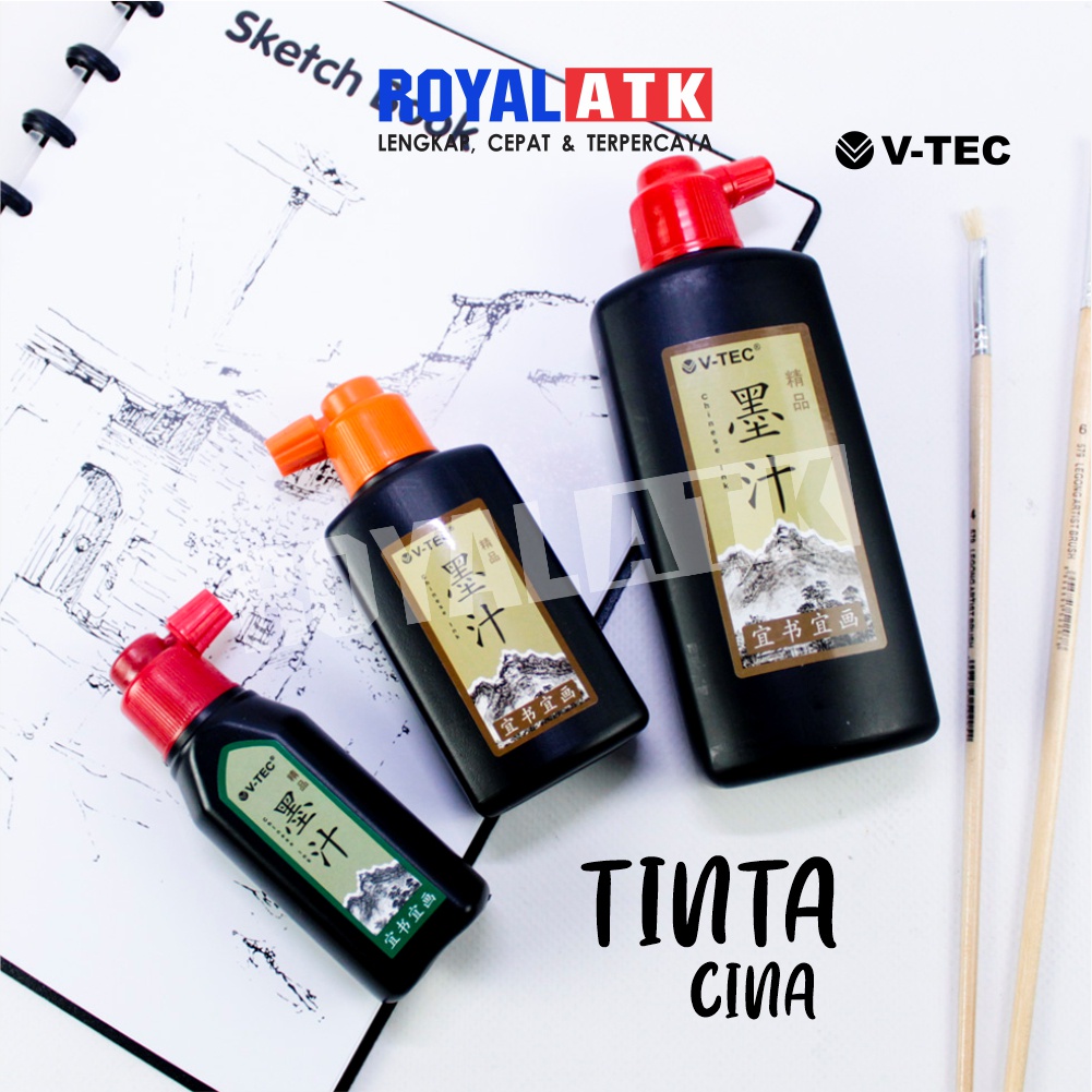 Tinta Cina Kaligrafi V-Tec 50 ml 100 ml 250 ml Tinta China Chinese Ink