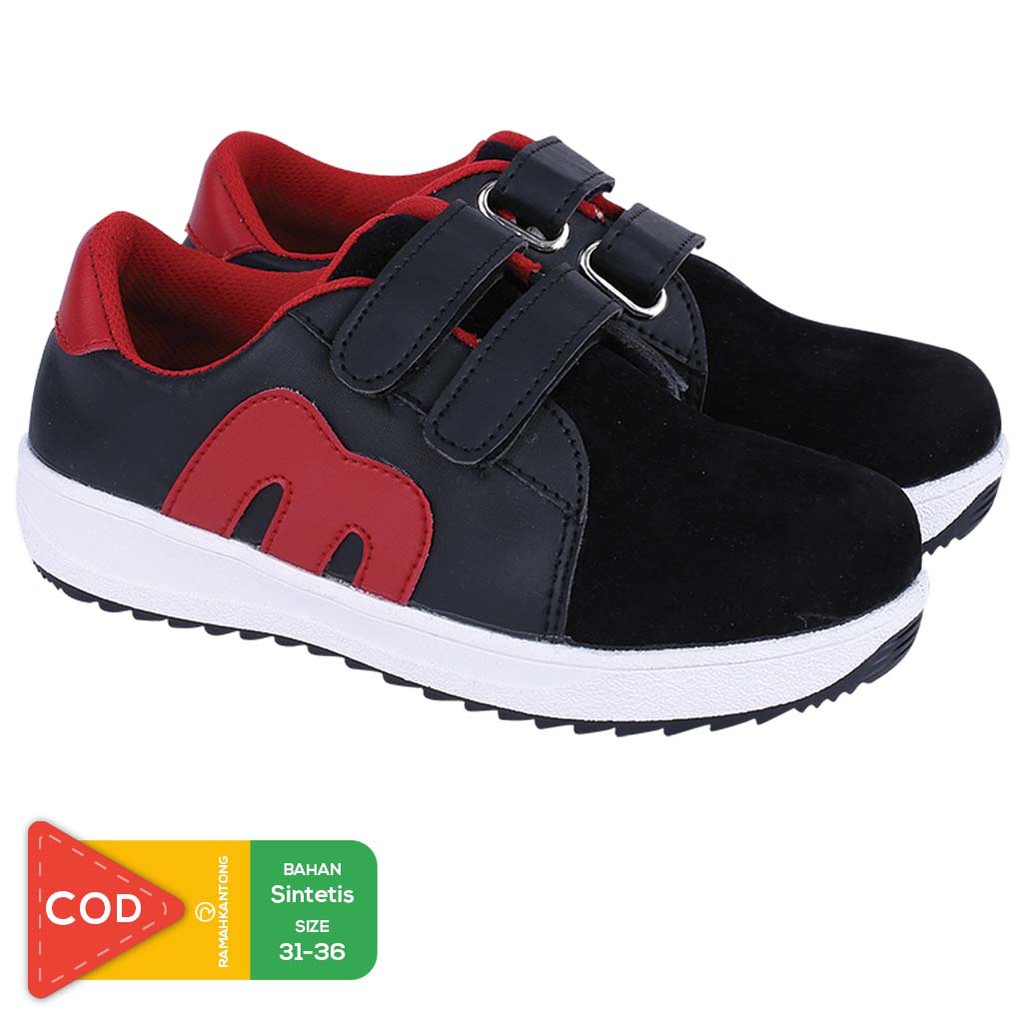  Sepatu  Sneaker Anak  Laki laki Double Velcro Umur  7  12 