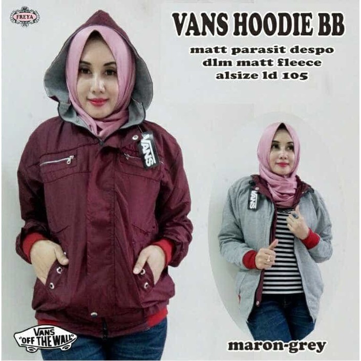 RAYNA VANS HOODIE BB| JAKET WANITA PARASUT BOLAK BALIK | JAKET BOBAL