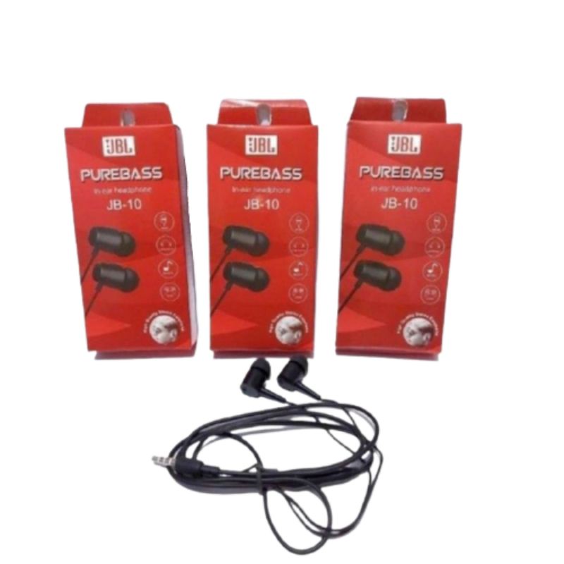Headset Handsfree JB10 + Mic Premium Quality Streo Purebas JB-10 Handsfree jbl