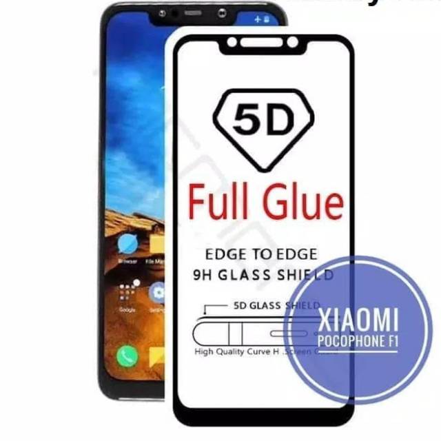 Tempered glass Pocophone F1 Full lem anti gores screen guard kaca