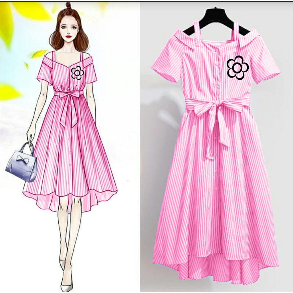 FWG - DRESS LARINA / DRESS / DRESS WANITA SALUR / DRESS KOREA