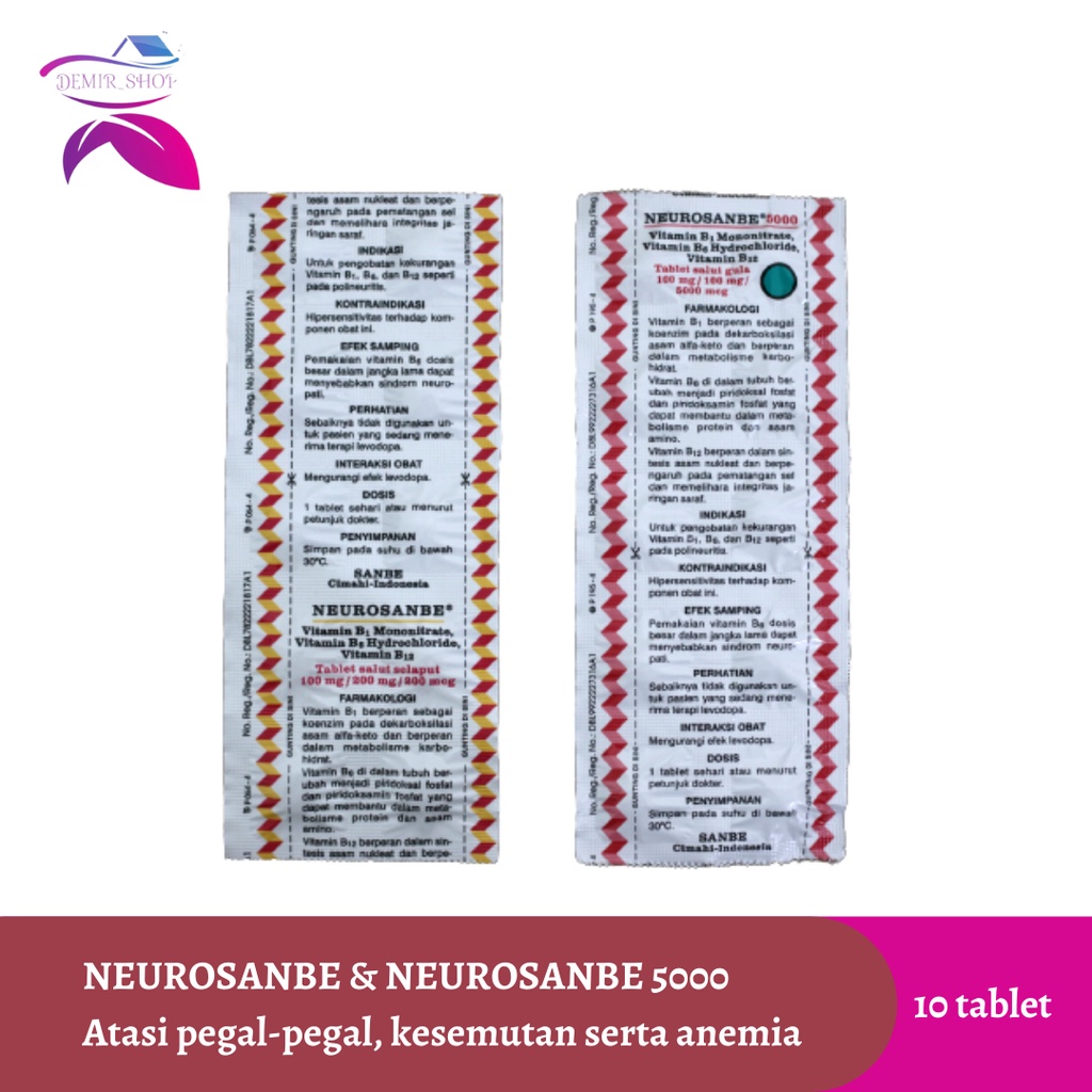 Neurosanbe Tablet Strip / Neurosanbe 5000 Obat Kesemutan / Obat Kebas / Obat Kram