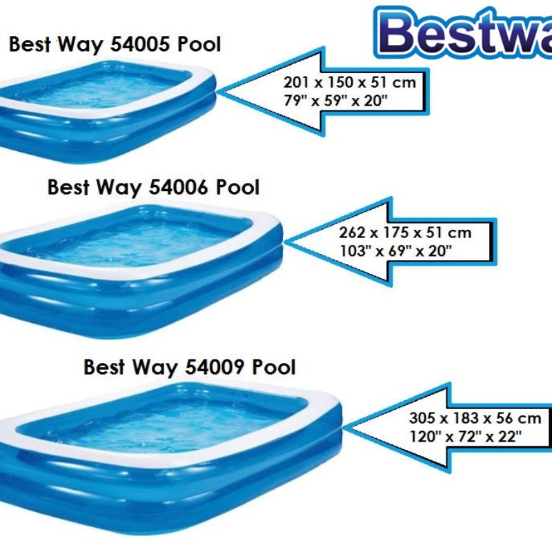 BESTWAY - KOLAM RENANG ANAK KELUARGA SUPER JUMBO TYPE 54009 (UKURAN 305x183x56 CM)