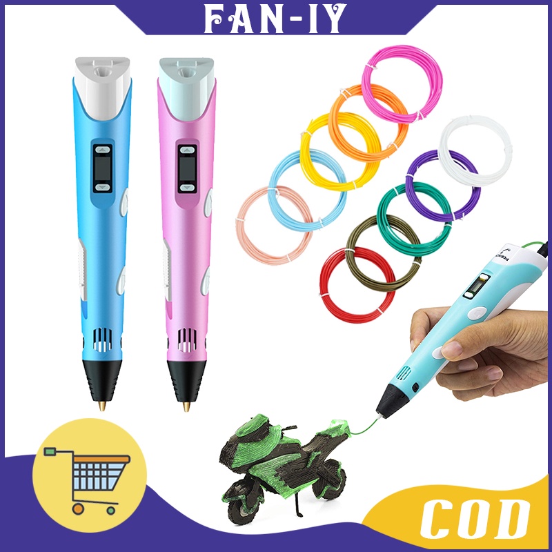 

3D Printing Pen 3D Printer Arts Pen Magic Drawing Pen DIY Pulpen 3D 10 Warna Bahan Tidak Beracun