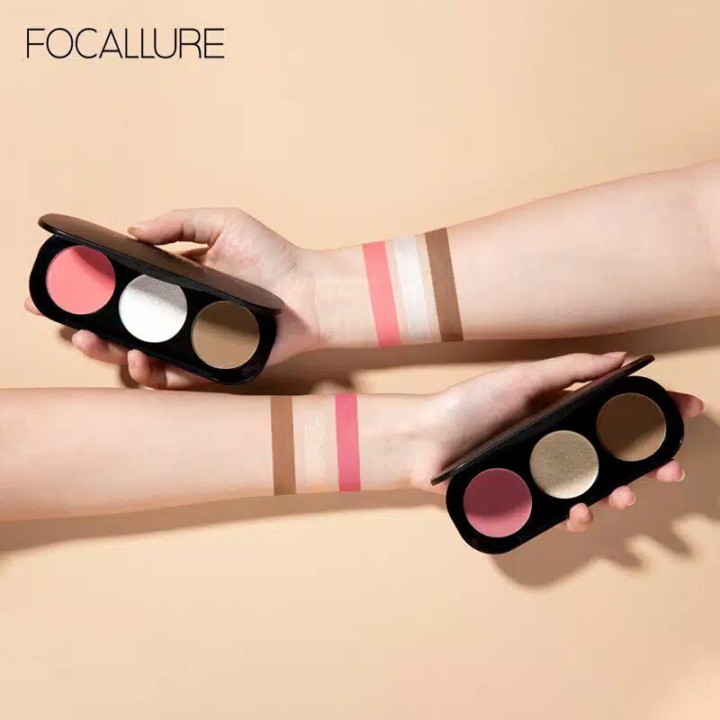Focallure Trio Palette Highlighter / Blush On 3 Colors Powder FA26