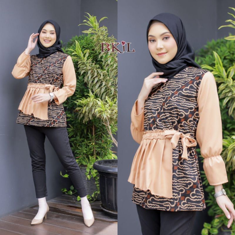 Batik wanita ASJ SA HRB026 Kenongo Kemeja Tosca Pendek-Blues safea 3