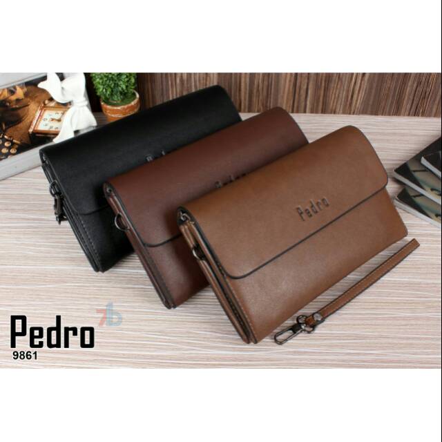 New Handbag Pedro Unisex Bahan Kulit Kualitas Semi Ori Warna Hitam Coklat Grosir Tas Batam