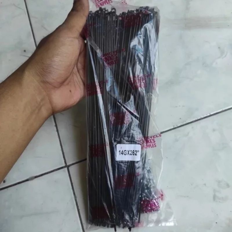 1PCS SATUAN RUJI JARI JARI SEPEDA WARNA HITAM UKURAN PANJANG 262MM ATAU 262 MM ATAU 26CM